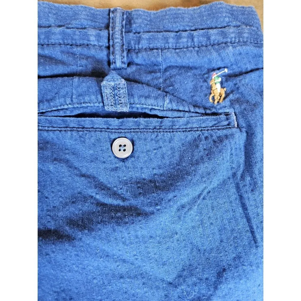 Polo Ralph‎ Lauren Mens Shorts Seersucker Stretch Classic Fit Sz 38 Navy Blue